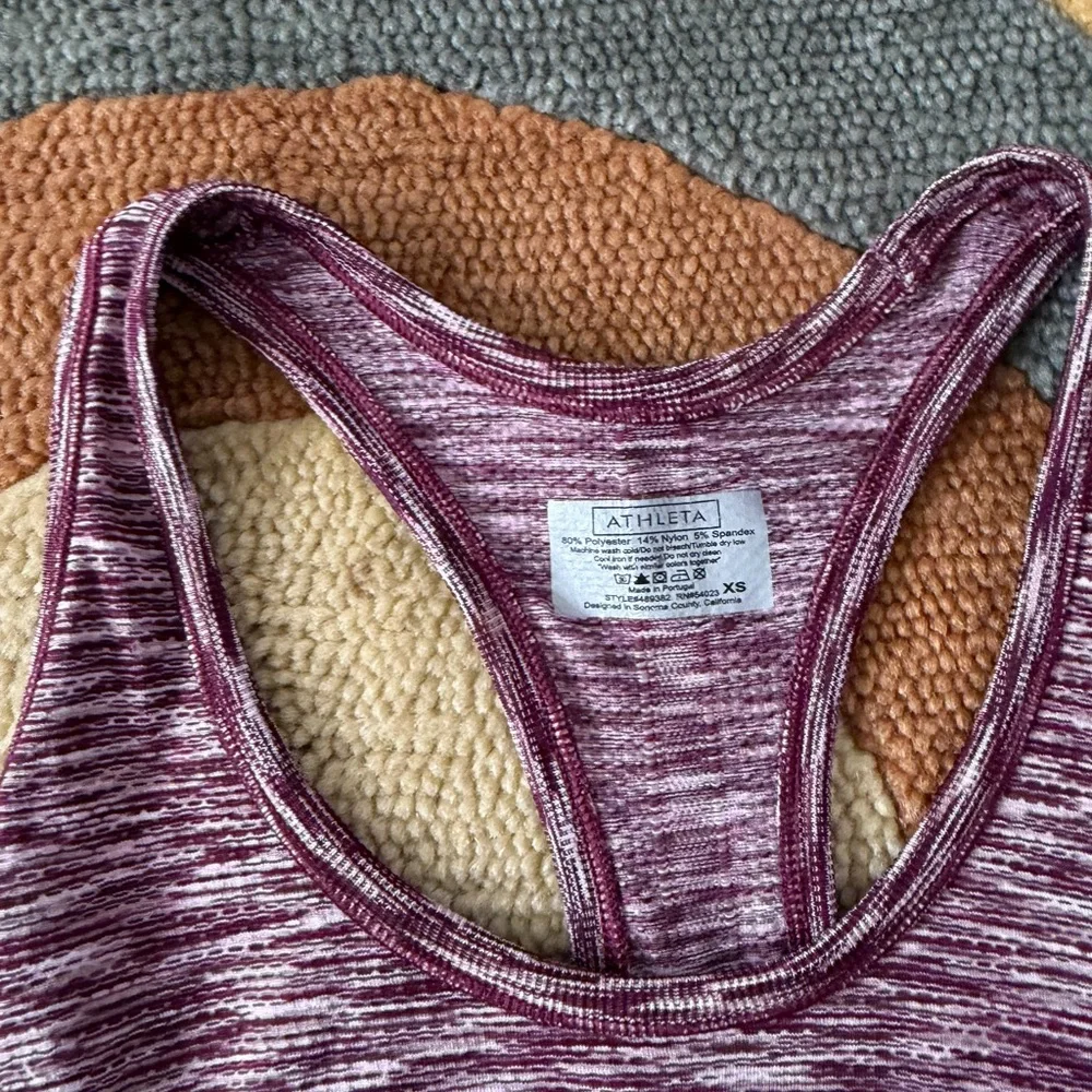 Athleta Women Fastest Track Racerback Tank Top Plum Spacedye Size XS